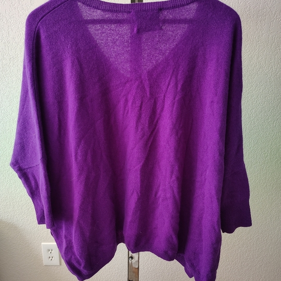 Nwt KUJTEN 100%Cashmere Sweater Minie  Oversized V-Neck One Size Purple - Picture 4 of 7